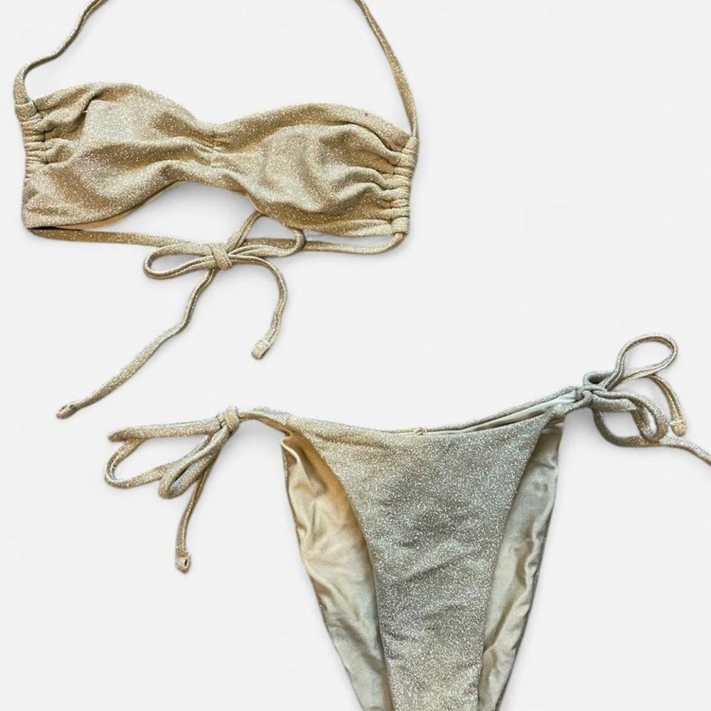 Glassons glittery gold bikini set.